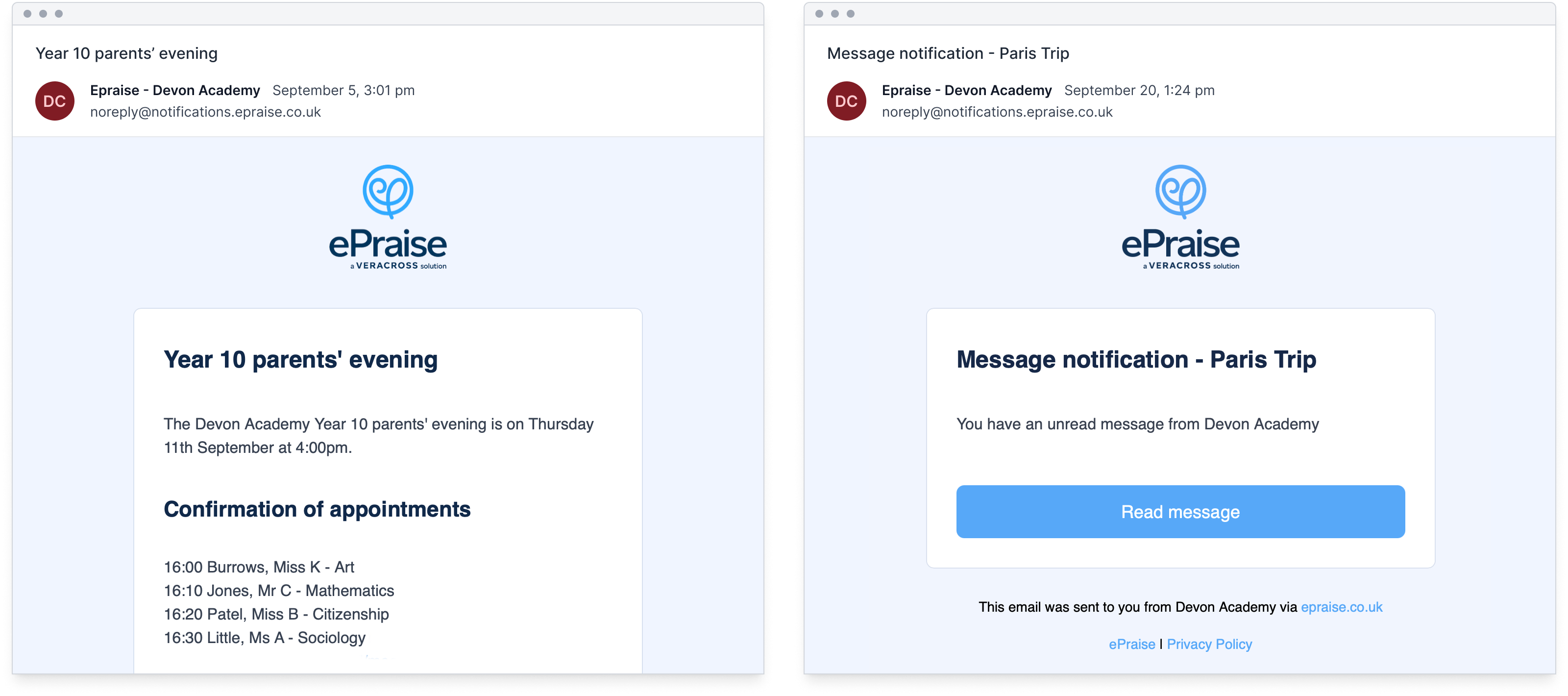 ePraise redesigned email notifications